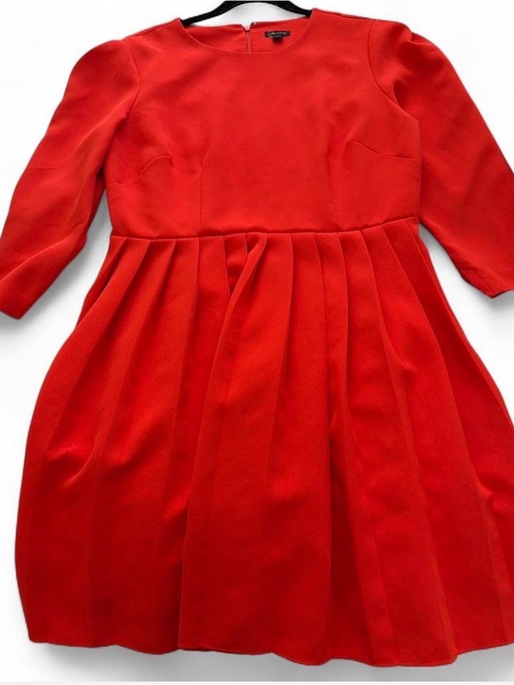 Red Pleated Fit-and-Flare Dress